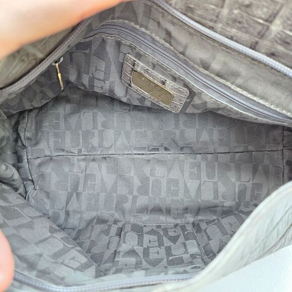 FURLA Croc Embossed Grey Genuine Leather Handbag Shoulderbag, Pre-owned - Picture 12 of 12